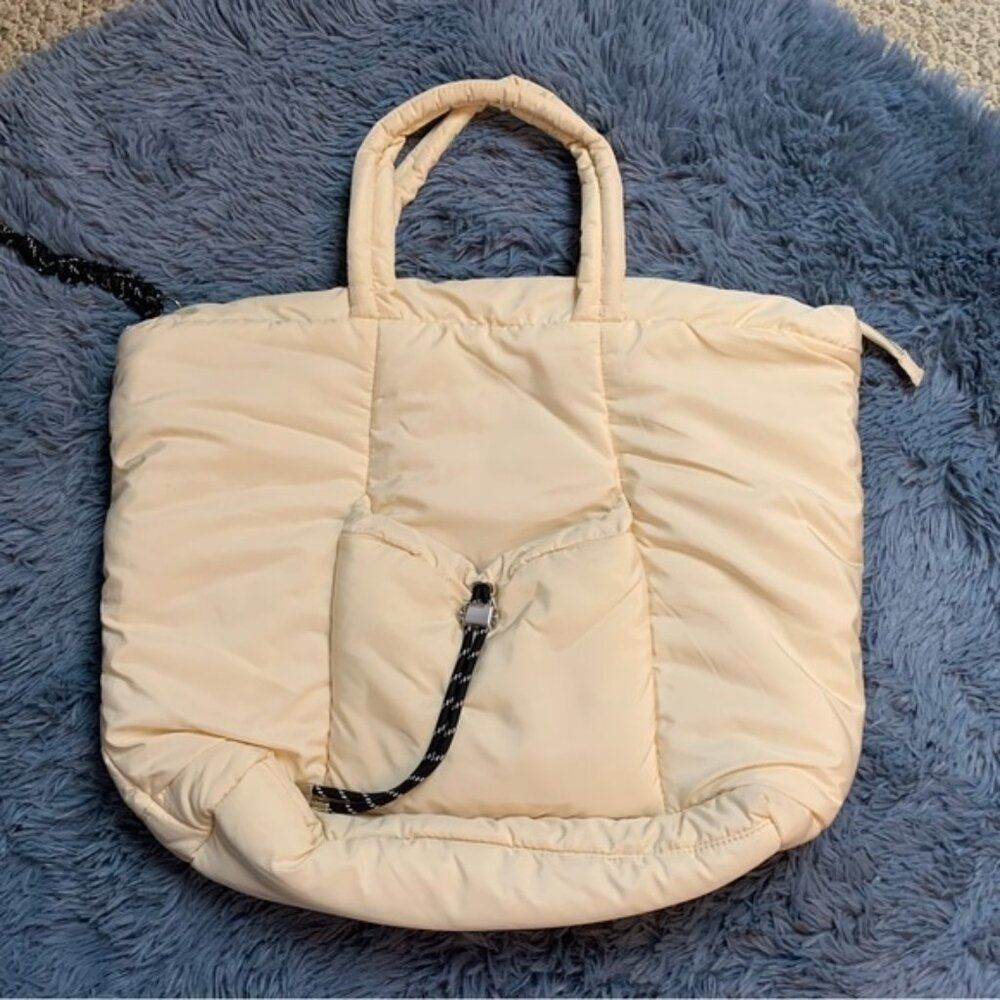 Topshop Cream Large Oversized Puffer Tote